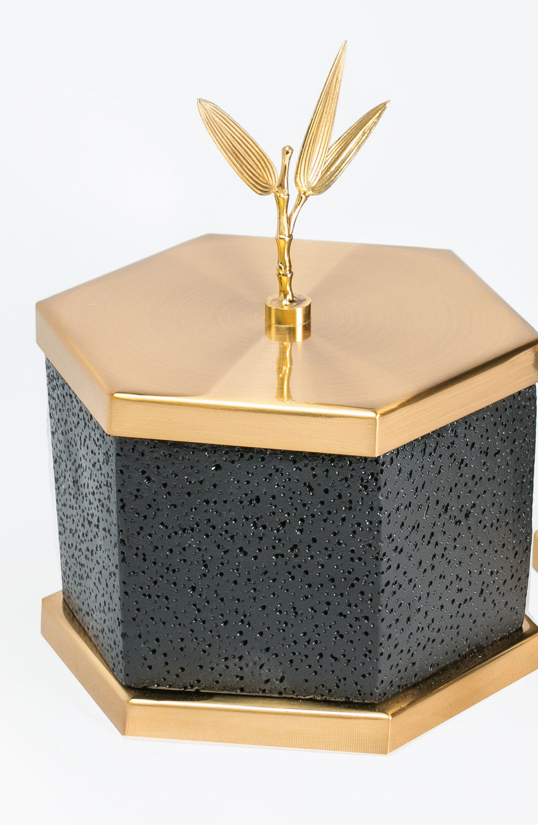 Lux leaf canister with lid large 5961