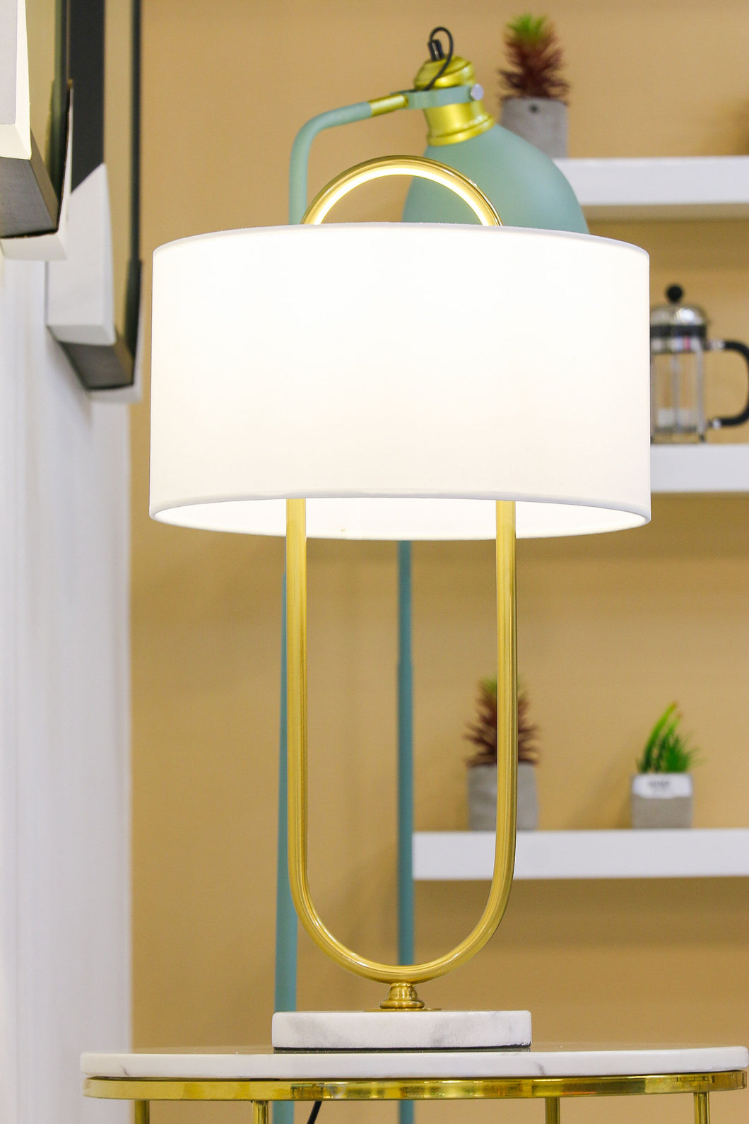 Gold accent table lamp with marble base LT8123-1