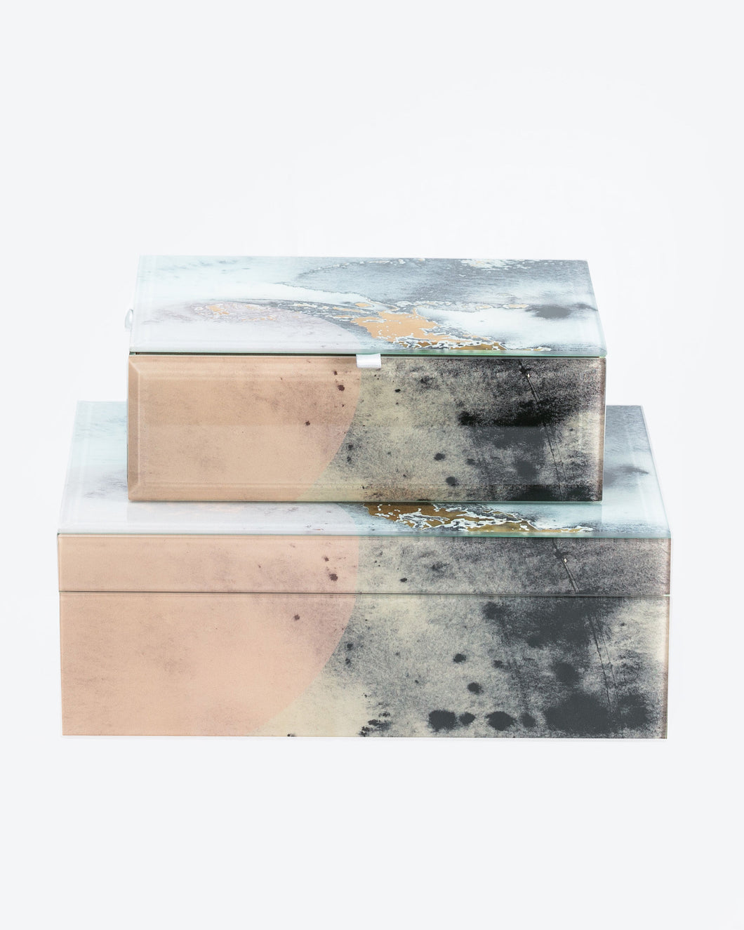 Pink and gold foil jewellery box large GF4461