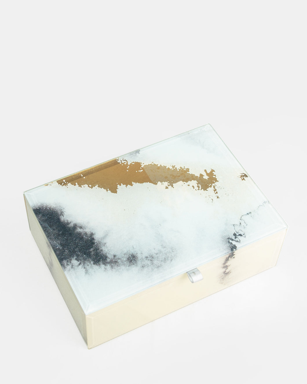 White & gold foil jewellery box 17W3082